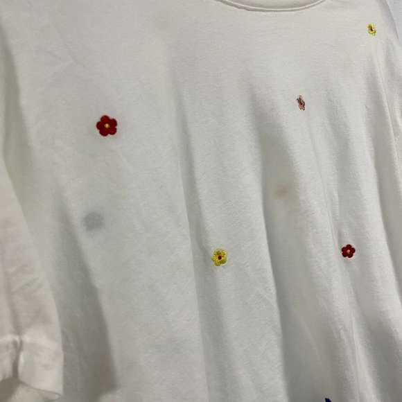Rails The Boxy Crew White Multi-Color Daisy Embroidery Size S - Picture 2 of 8